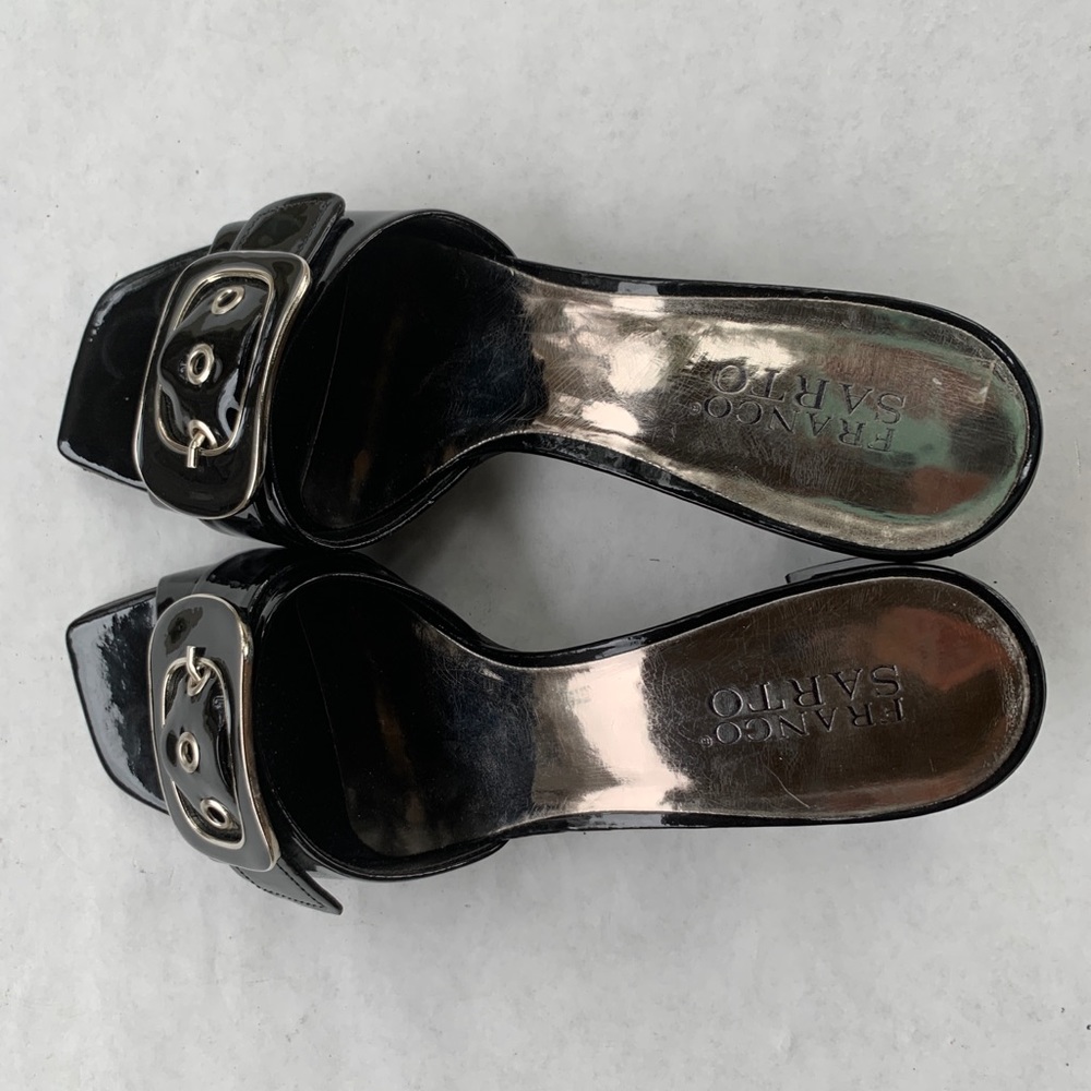 Franco Sarto Patent Leather Sandal with Buckle